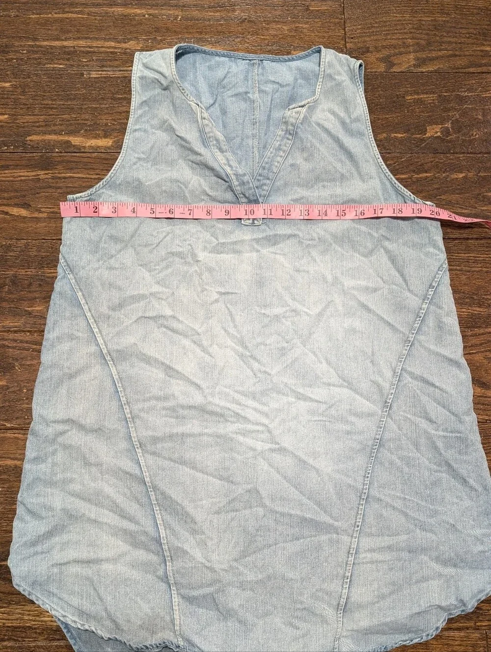 Cupshe Mini Dress Light Wash Denim V Neckline - Picture 9 of 9